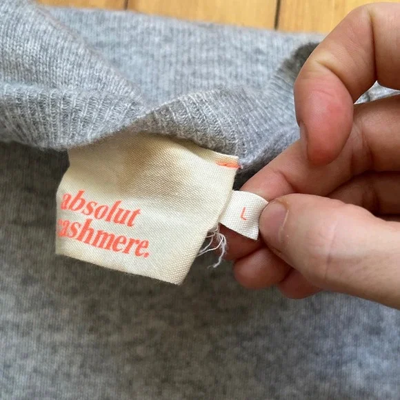 absolut cashmere grey heathered crew neck cropped sweater women's L - Picture 2 of 7